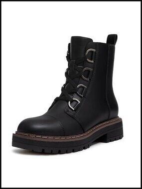 Women's Low Chunky Heel Lace-Up Platform Ankle Combat Boots